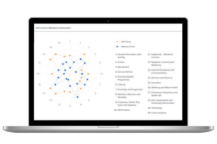 Return on Inclusion audit dashboard showing inclusion score and benchmarks